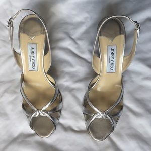 Jimmy Choo metallic silver high heel sandals